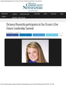 Delaney Reynolds participates in Our Ocean’s One Future Leadership Summit Mi_Page_1